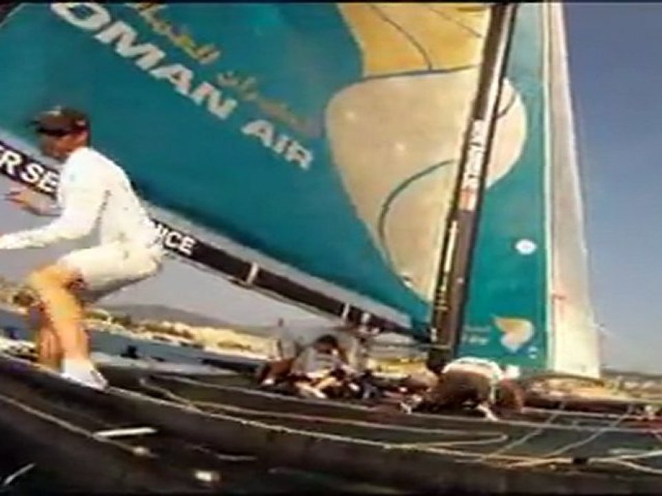 Mientras el 'Oman Air' sigue líder, el Alinghi se coloca cuarto en las Extreme Sailing de Almería
