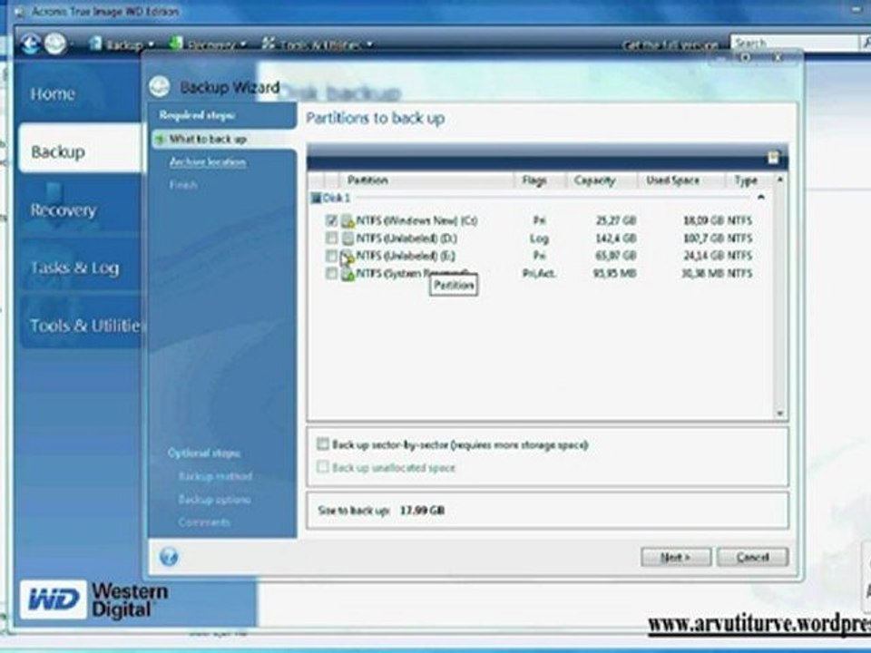 Acronis True Image Freeware WD edition for Windows 7, Vista and XP