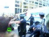 Wall Street Protest - NYPD Cop on scooter runs over protester!