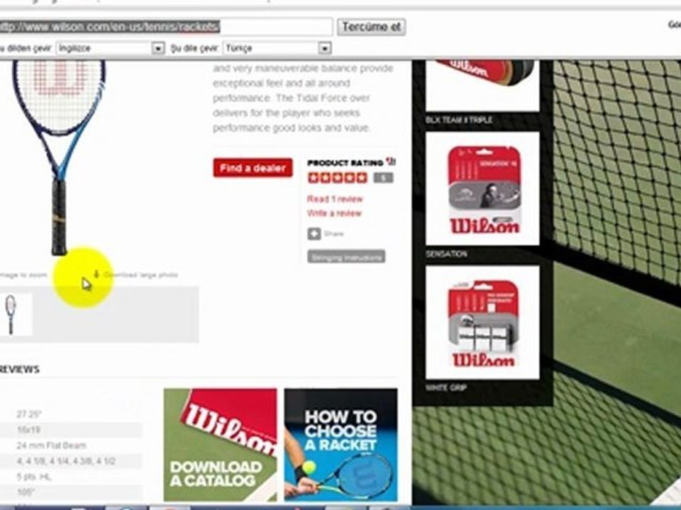 Wilson Raket Seçimi Programı