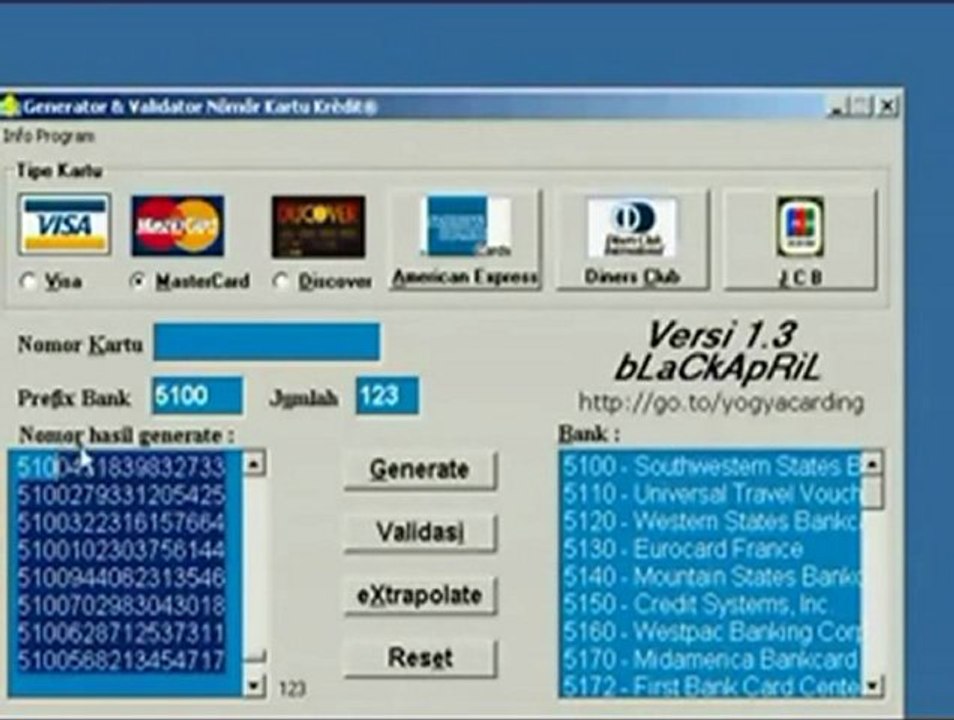 (Fixed some Bug Error Connect Server)Credit Card Generator 2011 with CVV 100 % Working _ Tested 24 October 2011