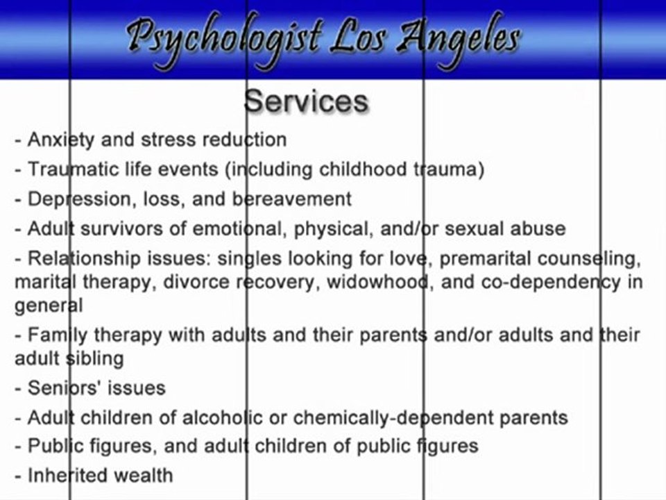 Psychologist Los Angeles (310) 359-9450 - Yvonne Thomas PhD
