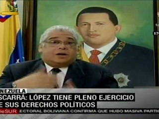 Escarrá: López puede ejercer sus derechos políticos