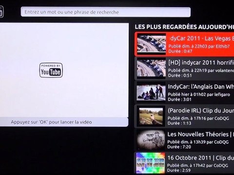 Aperçu de l'application YouTube sur Freebox Révolution