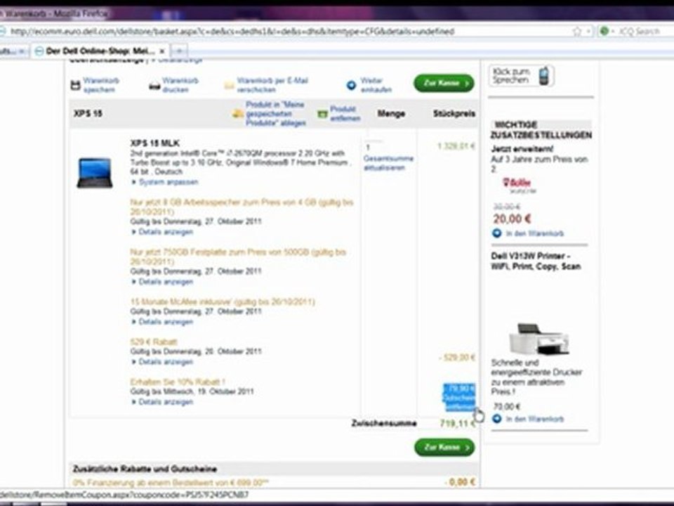 So lösen Sie den DEll Gutschein ein.  Profitieren Sie von 10% Online-Rabatt