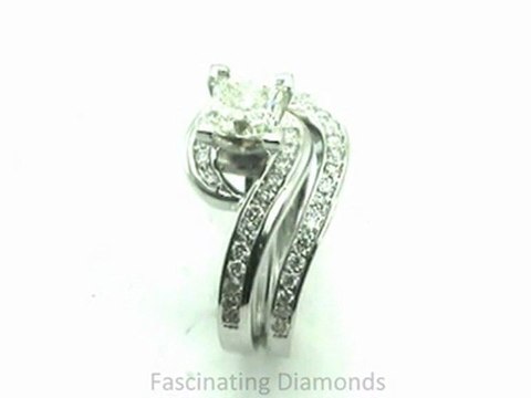 FDENS3006PR Princess Cut Diamond Petite Snail Shape Pave Set Wedding Bridal Rings Set