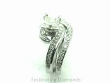 FDENS3006PR  Princess Cut Diamond Petite Snail Shape Pave Set Wedding Bridal Rings Set