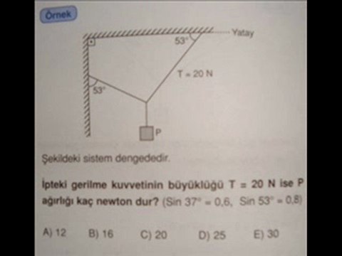 KUVVET VE DENGE KONUSU SORU VE ÇÖZÜMLERİ