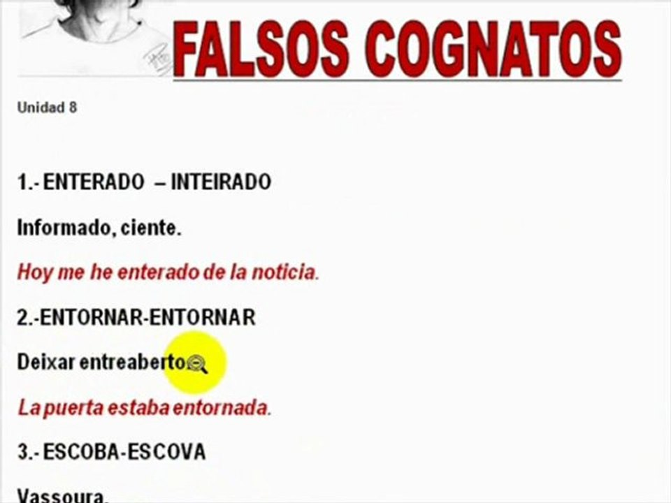 Falsos cognatos 8 espanhol- português