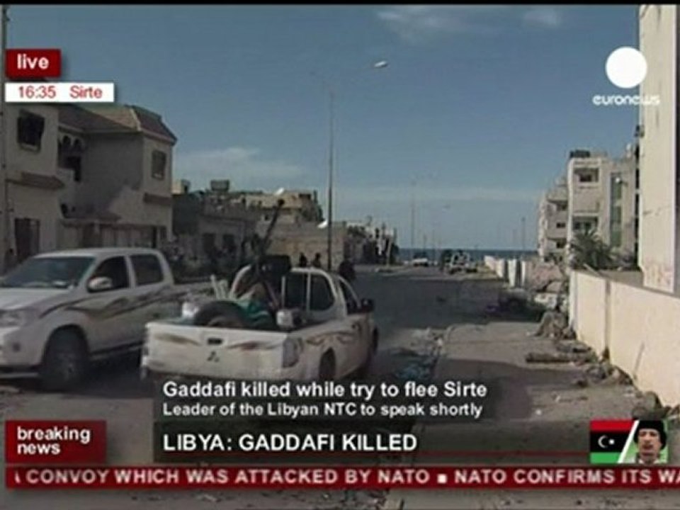 Gaddafi Killed in Sirte - Euronews(20.Oct.2011) (2)