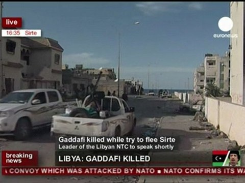 Gaddafi Killed in Sirte - Euronews(20.Oct.2011) (2)