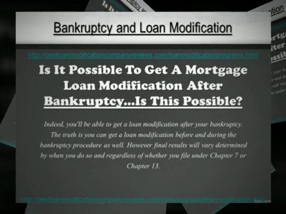 Bankruptcy  And  Loan Modification