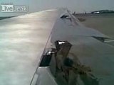 raw video: boeing 777 saudi airlines landing  riyadh airport wing damage
