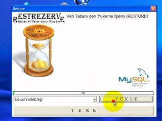 Restrezerve rezervasyon Programı ile Yedeği geri yükleme (restore)