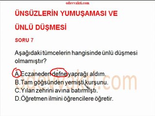 4. Sınıf Ünlü Düşmesi ve Ünsüz Yumuşaması Soru Çözümü (odevvakti.com)