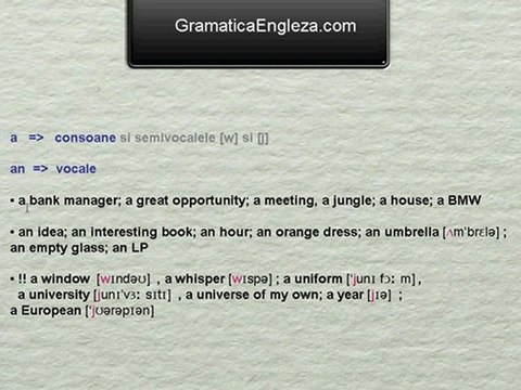 Articolul nehotarat in limba engleza