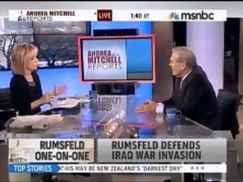 Lesson for Journalism Students: Donald Rumsfeld and Andrea Mitchell Spar Over Iraq