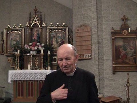 MIRACULOUS: Father Schoonbroodt (a parish priest) relates the double Eucharistic miracle observed in Steffeshausen (Belgium) in 1971