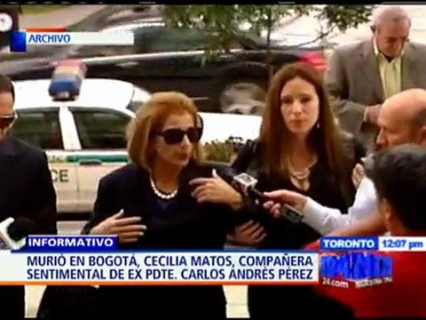 Murió Cecilia Matos, compañera sentimental del expresidente venezolano Carlos Andrés Pérez