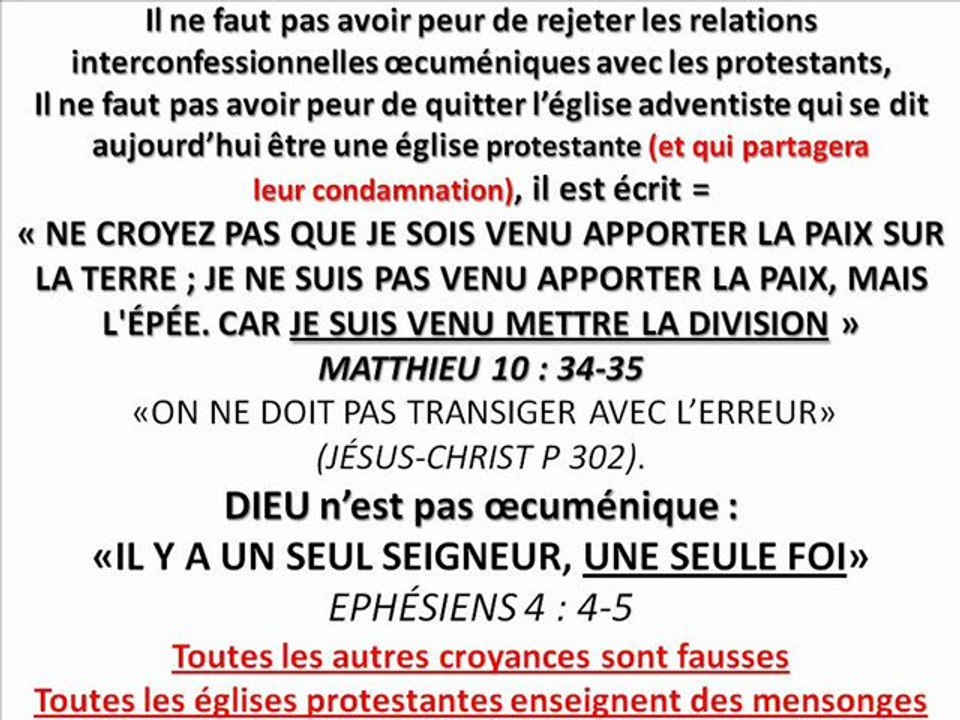 LA CONFÉRENCE GÉNÉRALE ADVENTISTE N'EST PLUS LA VOIX DE DIEU
