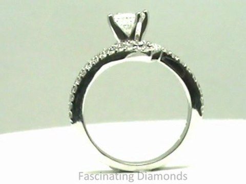 FDENS3007PR Princess Cut Diamond Pave Set Zee Shaped Petite Wedding Bridal Ring Set