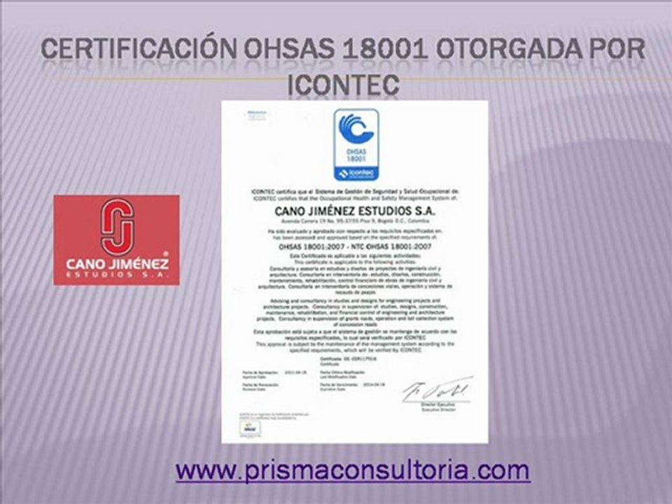 FELICITACIONES Cano jimenez por certificarse ISO 14001 & OHSAS 18001