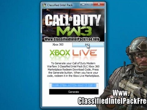 Get Free Call of Duty Modern Warfare 3 Classified Intel Pack DLC on Xbox 360 And PS3