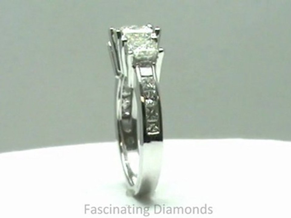 FDENR6011PRR New Princess Cut Three Stone Diamond Engagement Ring With Channel Set Side Stones