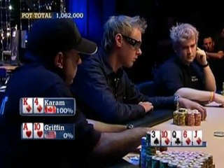 Gavin Griffin GavinGriffin - EPT 3 - Karam hits a flush on the river vs Griffin -  PokerStars.com