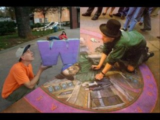 Dessins de l'homme à la craie en 3D