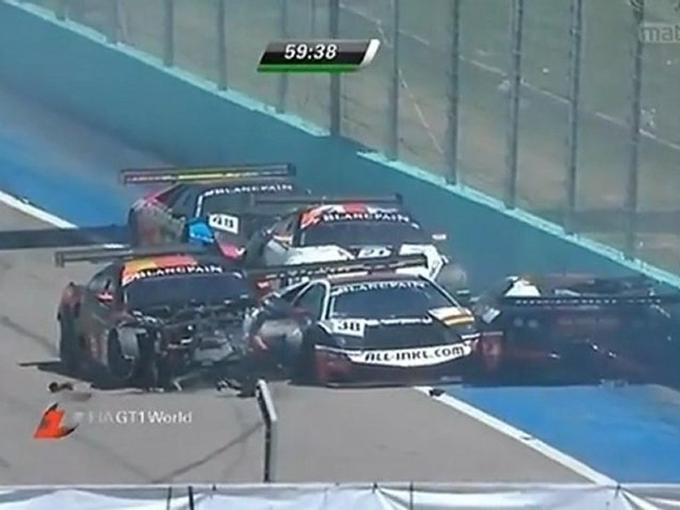 FIA GT1 San Luis 2011 Championship race Huge Crash start