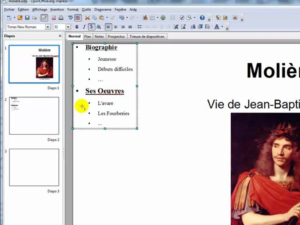 (OpenImpress) Création d'un Sommaire