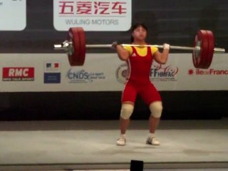 Weightlifting World Championships Paris 2011 - W53kg - Zulfiya CHINSHANLO, World Champion - Clean and Jerk 1 - 120kg