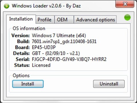 Windows Loader 2.0.6 (Vista + 7 + Server 2008).