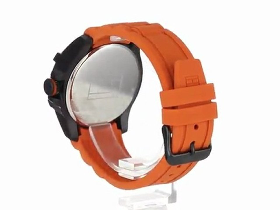 Tommy Hilfiger Men's 1790793 Sport Black Ion-Plating and Orange Watch