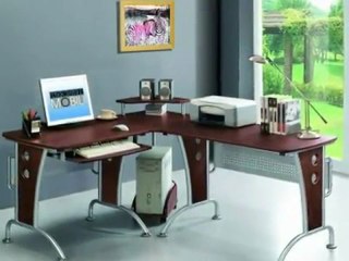 Computer Desk L-Shaped Mahogany Color