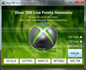 Xbox 360 Live Points Generator - 1200, 2100 or 4200 Points!