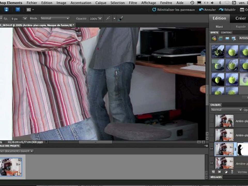 Apparaître plusieures fois sur une photo avec Photoshop Elements