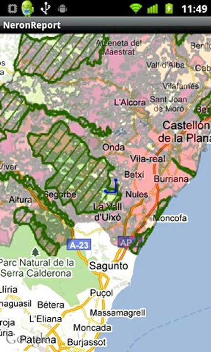 Forest fire burnt area survey with Android