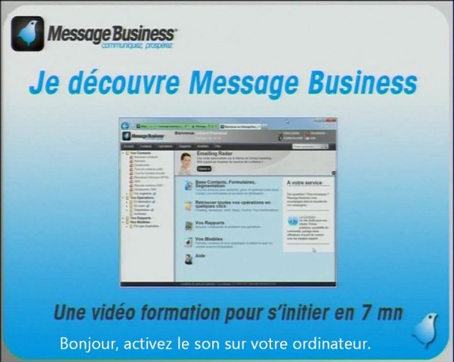 Bienvenue sur votre compte Message Business