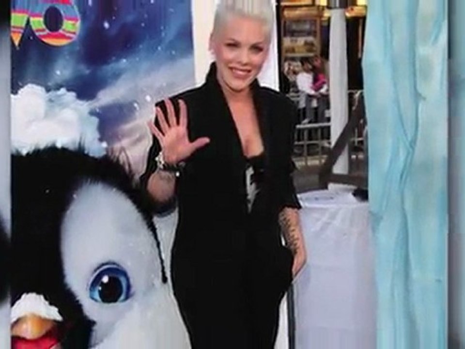 Pink bei happy feet-premiere