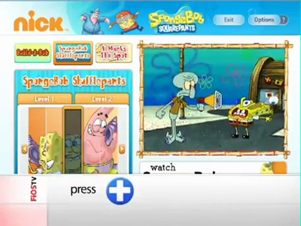 SpongeBob SquarePants Widget on Verizon FiOS TV