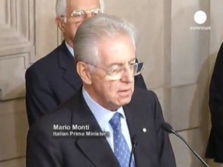 Monti sworn in as Italy's new PM