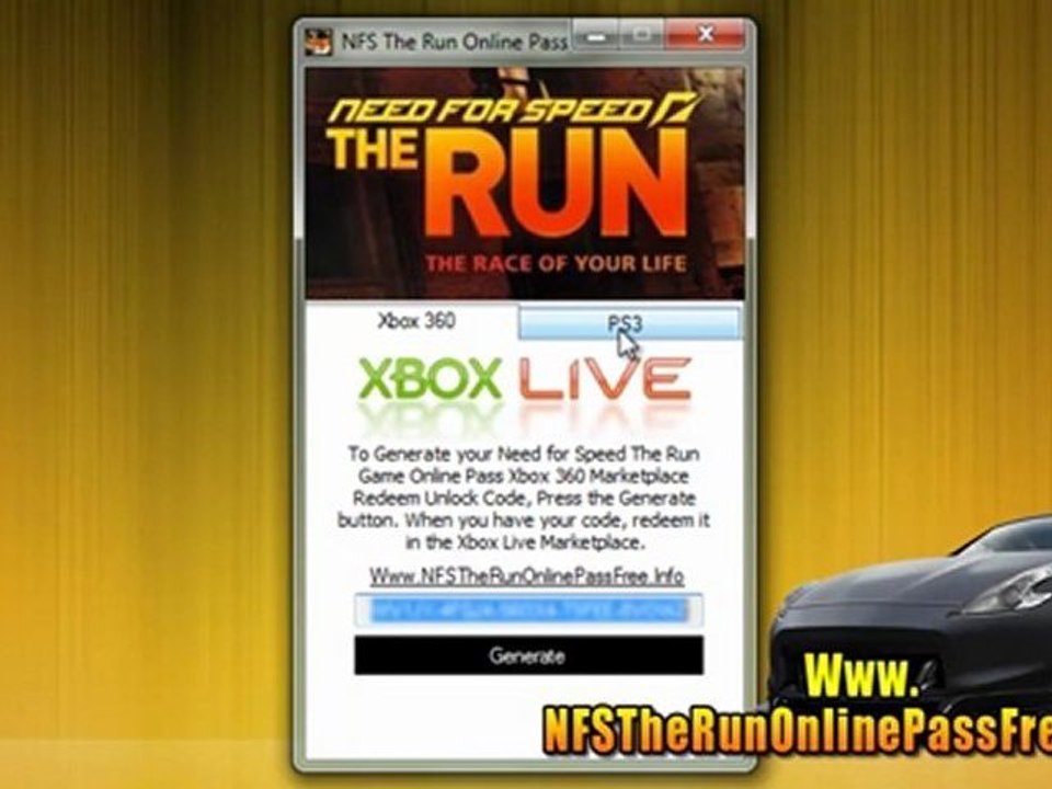 Need for Speed The Run Online Pass Code Unlock Tutorial - Xbox 360 - PS3