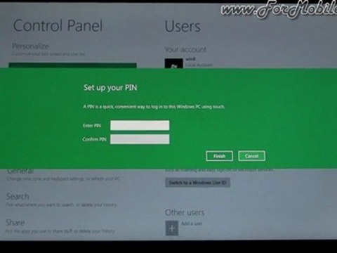 Tour Windows 8 Dev Prev - Lock screen, tipologie log on