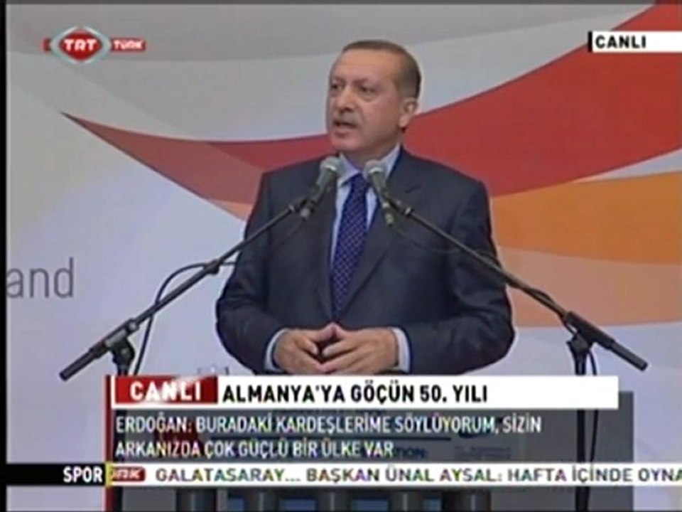 50. Yılında Almanya'daki Türkler - Başbakan R. Tayyip Erdoğan' ın Gala Yemeği  Açılış Konuşması