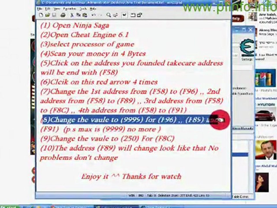 Ninja Saga Hack 1 Hit Kill Cheat Engine 6.1