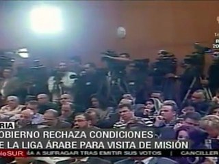 Gobierno sirio rechaza condiciones de Liga Árabe para misión