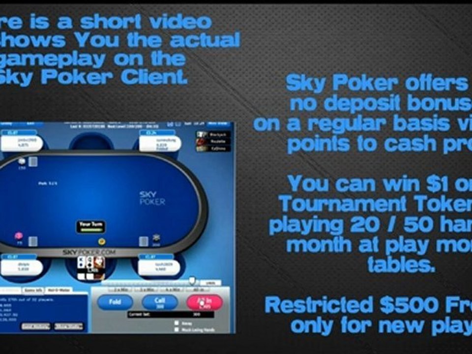 Guide To the Sky Poker Bonus No Deposit Promotion