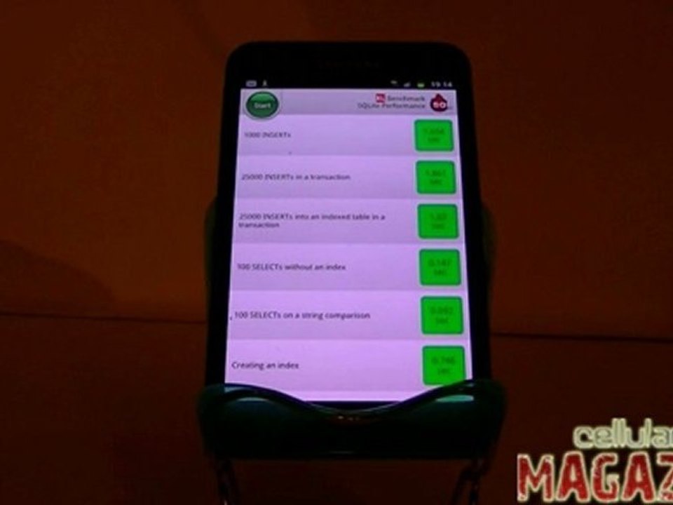 Samsung Galaxy Note test con SQLite